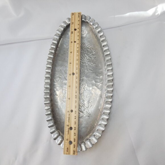 VTG Continental Trade Mark Silverlock Hammered Tray Oval 12" Hand Wrought #1066 - Picture 5 of 13
